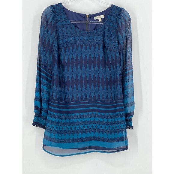 Love, Fire Shift Dress Size XS Sheer Overlay Lined Back Zipper Jewel Blue - Picture 1 of 12